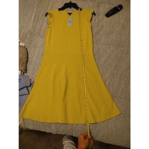 Ann Taylor Ruffle Sleeve Dress Mustard Md Boho,Party,Feminine,Cottage Core - Picture 7 of 10